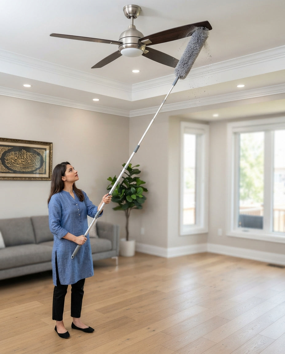 CEILING FAN KI SAFAI AB BINA LADDER!